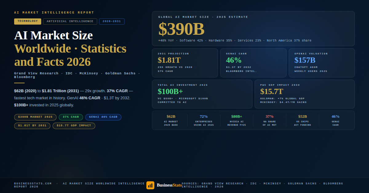 $621 Billion Market – AI Market Size Worldwide 2026 — Statistics & Facts