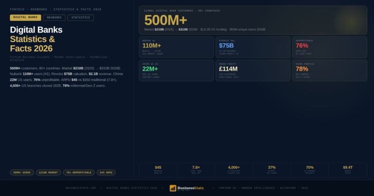 Digital Banks Statistics & Facts 2026 — 500M Users, $210B Market