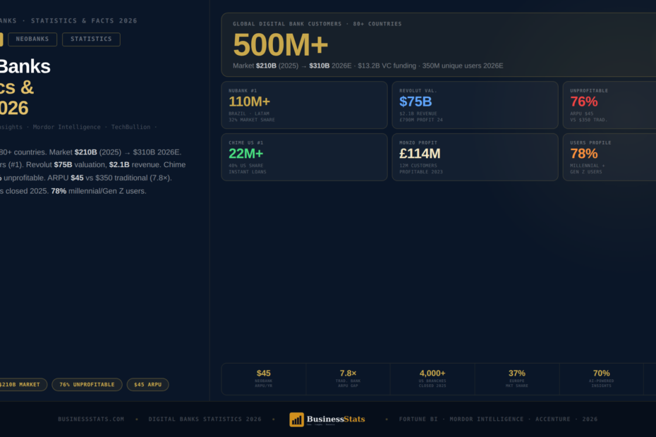Digital Banks Statistics & Facts 2026 — 500M Users, $210B Market