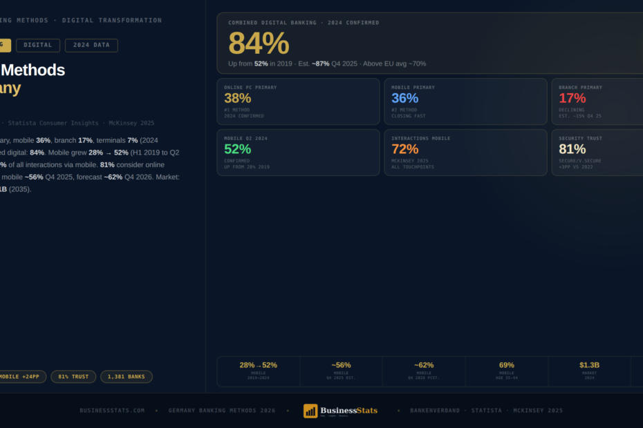 Germany Banking Methods 2026 — Online 38%, Mobile 36%