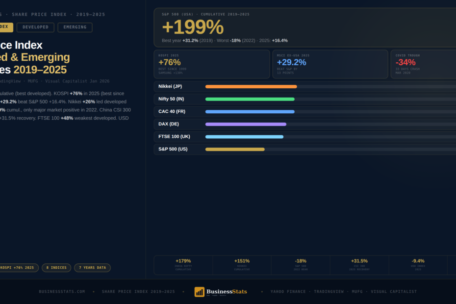 Share Price Index 2019-2025 — Developed and Emerging Markets