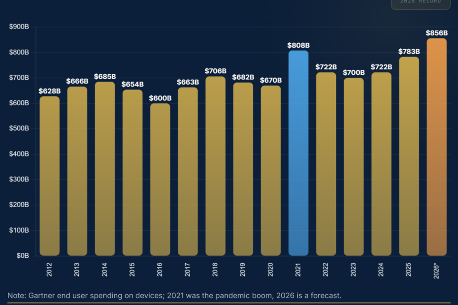 How Much Does the World Spend on Devices? $628B to $856B
