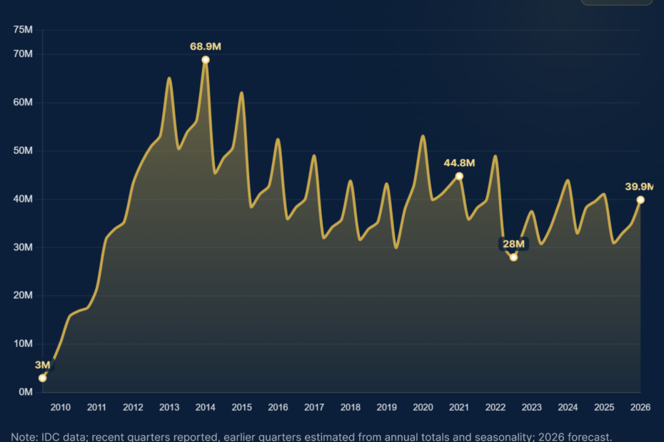 Tablet Shipments Worldwide Quarterly: 2010-2026 Data